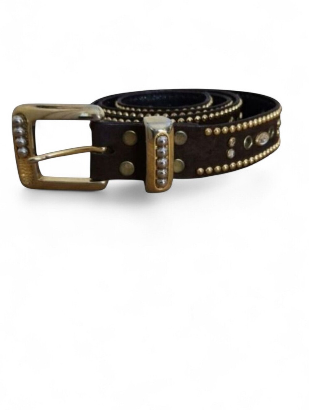 Vintage Y2K Gold Studded Rhinestone Faux Suede Belt Western Boho Fairy Grunge